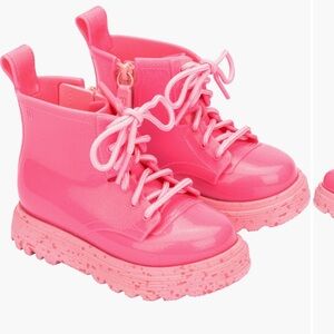 Mini Melissa Pink Combat Boots